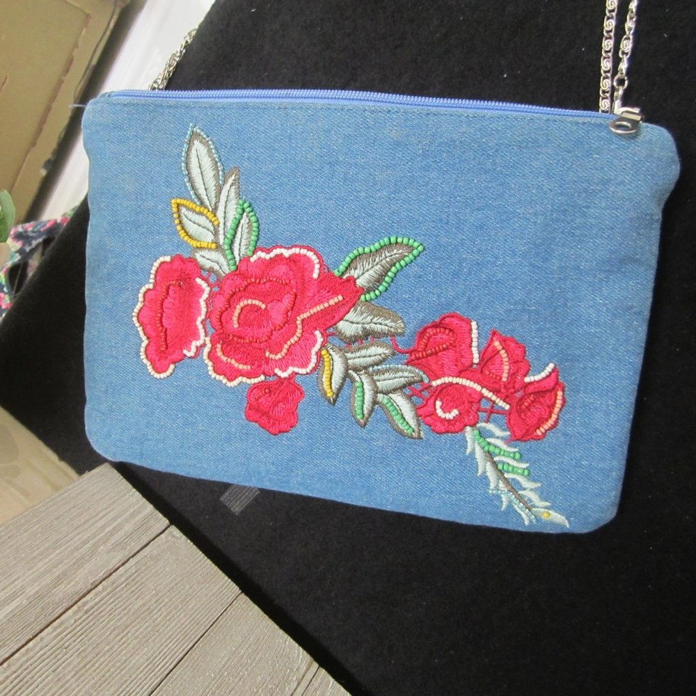 Steve Madden - Blue Denim Clutch with Beading